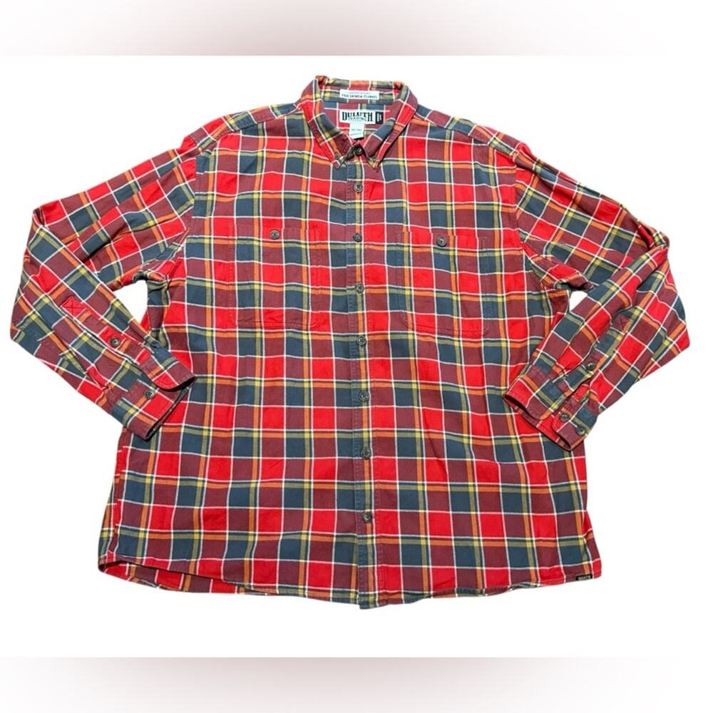 Duluth Trading Co Men's Plaid Button Down Free Swingin’Flannel Shirt 2XLT